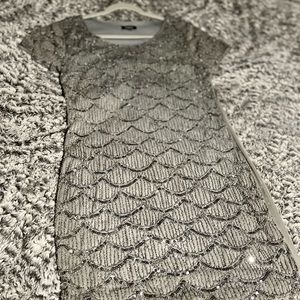 Silver Beaded Mini Dress